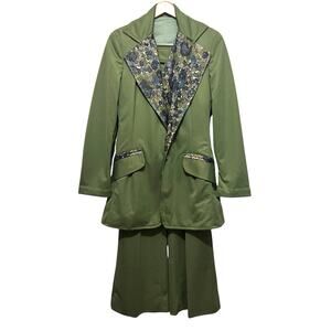 Authentic Vintage Wide Flare Bell Bottom 3-Piece Mixed Pattern Disco Suit XS
